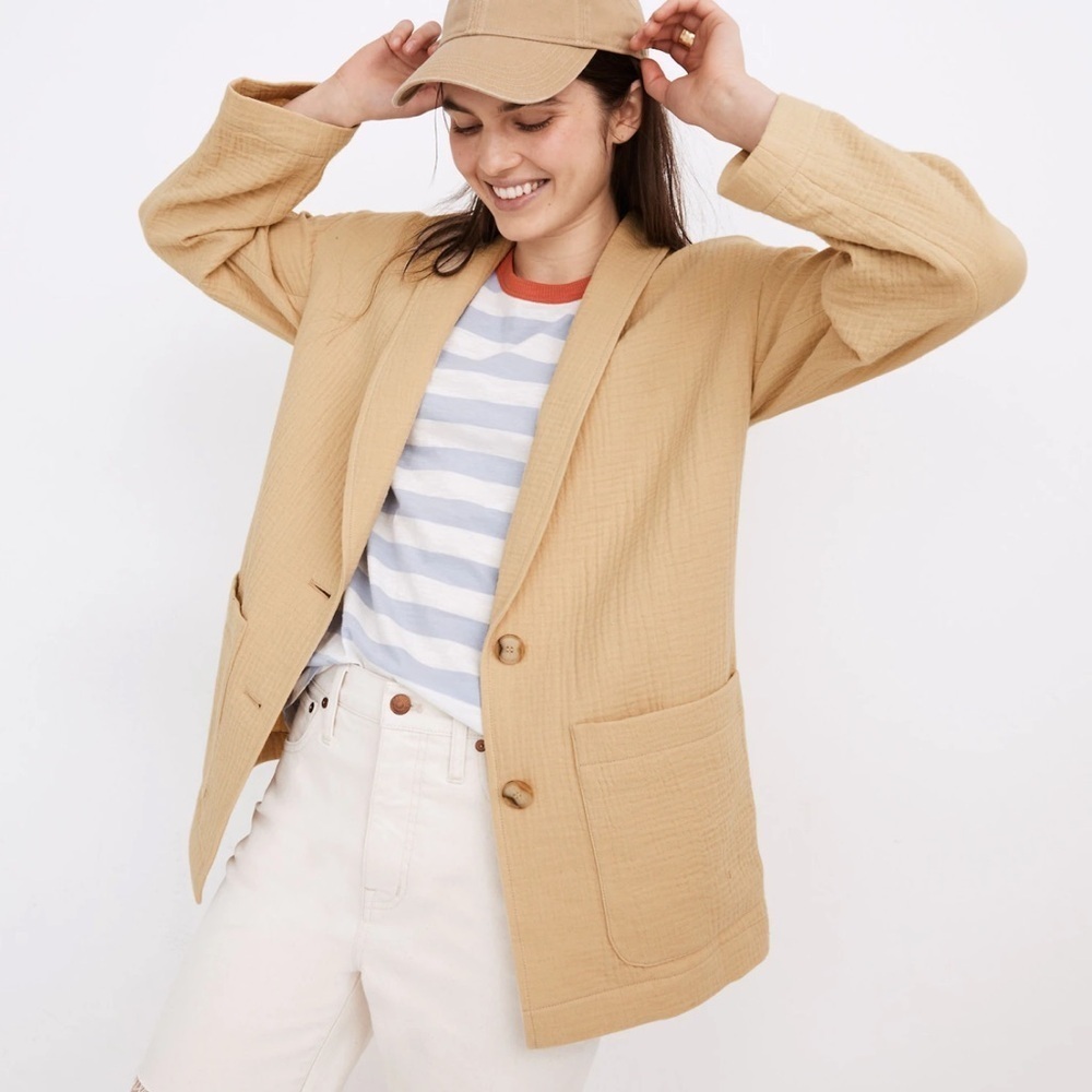 Madewell Lightspun Dorset Slouchy Gauze Blazer - Color: Summer Dune
